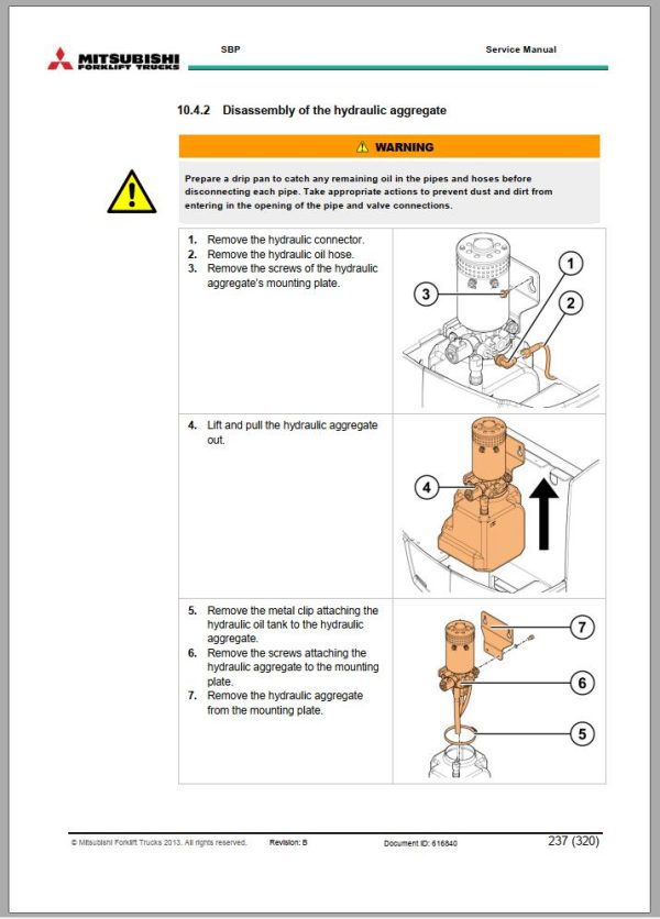 Mitsubishi Forklift SBP16N2S Diagrams Operation and Maintenance Manual Service Manual EN DE FR ES 1