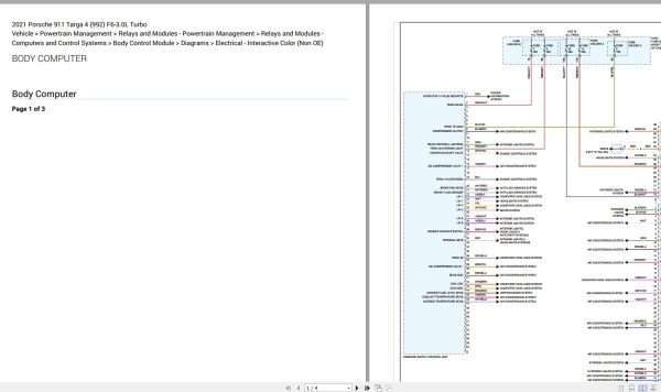 Porsche 911 Targa 4 992 2021 F6 3.0L Turbo Electrical Wiring Diagram 4