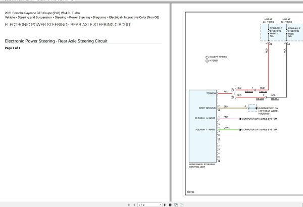 Porsche Cayenne GTS Coupe 9YB 2021 V8 4.0L Turbo Electrical Wiring Diagram 4