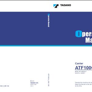 Tadano All Terrain Crane ATF100G 4 Operation Manual ATF100G 4 OM1 16E 1