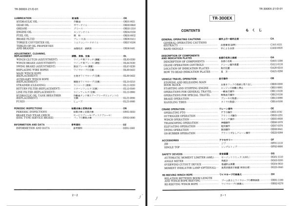 Tadano Hydraulic Crane TR 300EX 21 Operation and Maintenance Manual TR 300EX 21 O 01 2