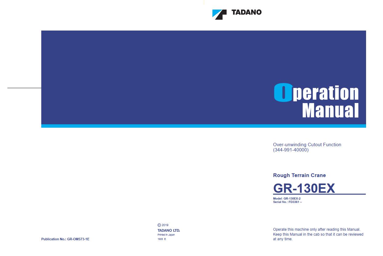 Tadano Rough Terrain Crane GR 130EX 2 Over unwinding Cutout Fuction 344 991 40000 1