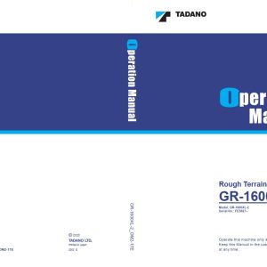 Tadano Rough Terrain Crane GR 1600XL 2 Operation Manual GR 1600XL 2 OM2 17E 1