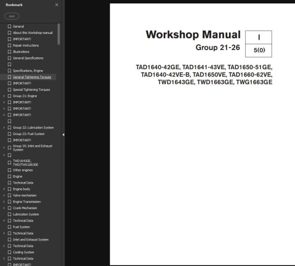 Volvo Penta TAD1640 42GETAD1641 43GETAD1650 51GE Workshop Manual 1