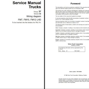 Volvo Truck Latin America FM10 Wiring Diagram 1998 EN 1