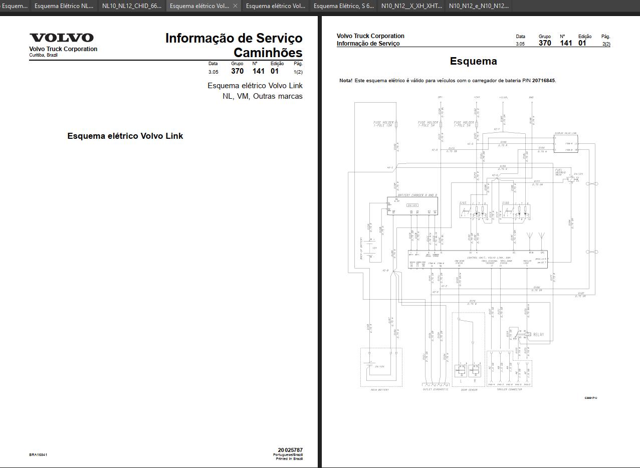 Volvo Truck Latin America NL NL10 NL12 Wiring Diagram PT 1