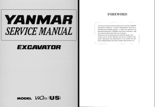 Yanmar Excavator ViO 70 Service Manual MM187ENMA00100 1