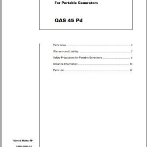Atlas Copco Portable Compressors Qas 45 Pd Spare Parts List 2006