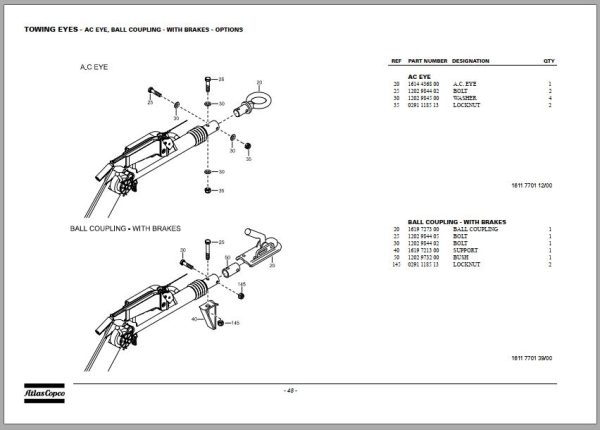 Atlas Copco Portable Compressors QAX 70 Dd Engine BF04M2011C Spare Parts List 2008 1