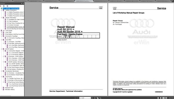 Audi R8 2017 Repair Manual 1