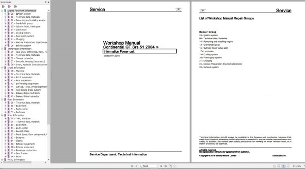 Bentley Continental GT 2004 2010 Workshop Manual Wiring Diagrams 1