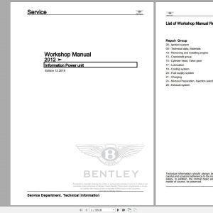 Bentley Continental GTC 2011 2012 Workshop Manual Wiring Diagrams 1