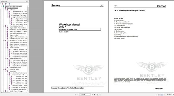 Bentley Continental GTC 2011 2012 Workshop Manual Wiring Diagrams 1