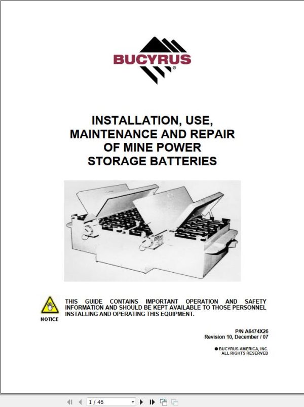 CAT 816AC 816 1125 Mine Power Storage Battery Operation And Maintenance Manual BI631263