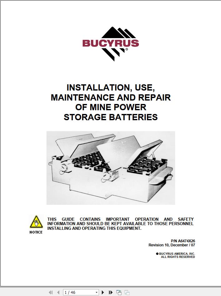 CAT 816AC 816 1125 Mine Power Storage Battery Operation And Maintenance Manual BI631263