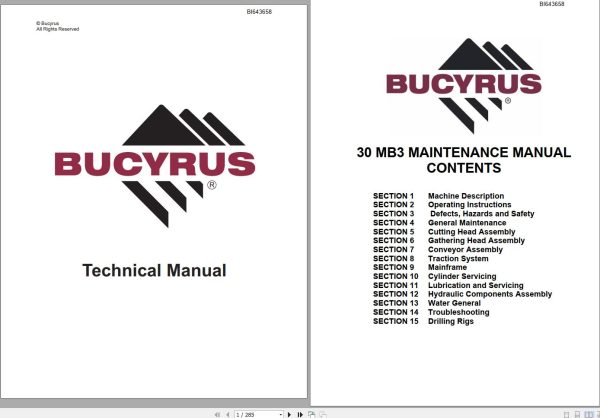 CAT Bucyrus 30MB3 Maintenance Manual BI643658