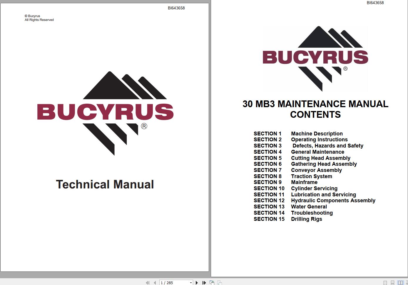 CAT Bucyrus 30MB3 Maintenance Manual BI643658