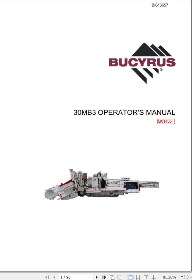 CAT Bucyrus 30MB3 Operators Manual BI643657