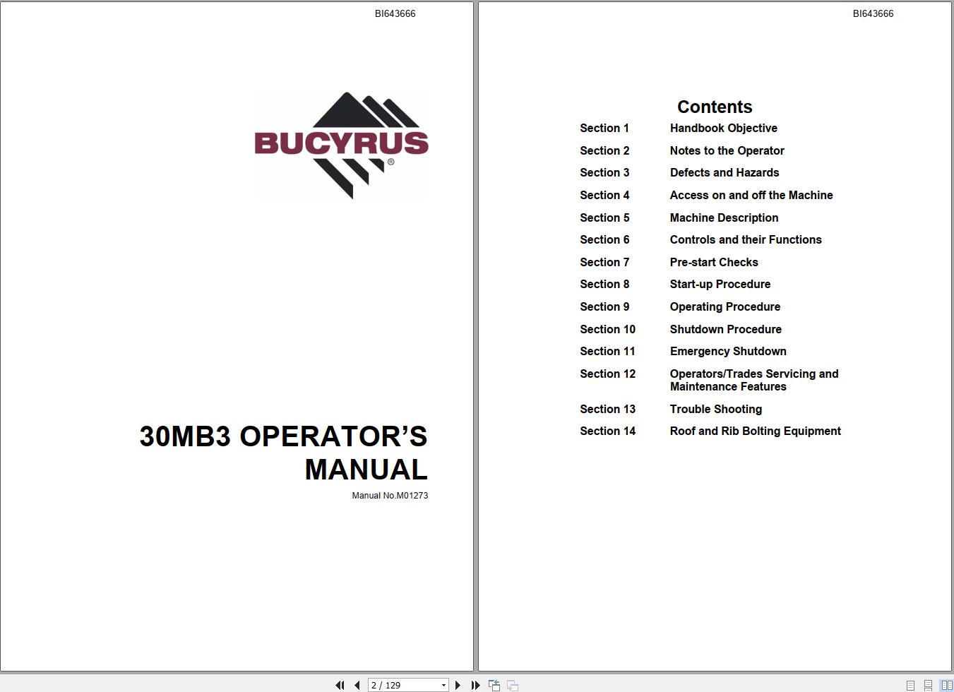 CAT Bucyrus 30MB3 Operators Manual BI643666