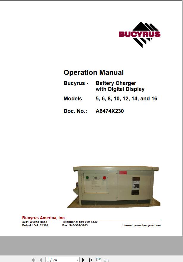 CAT Bucyrus 88 0835 Battery Charger Operation And Maintenance Manual BI629565