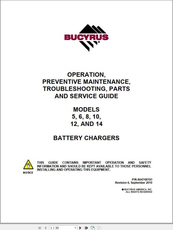 CAT Bucyrus 88 0897 Battery Charger Operation And Maintenance Manual BI629580