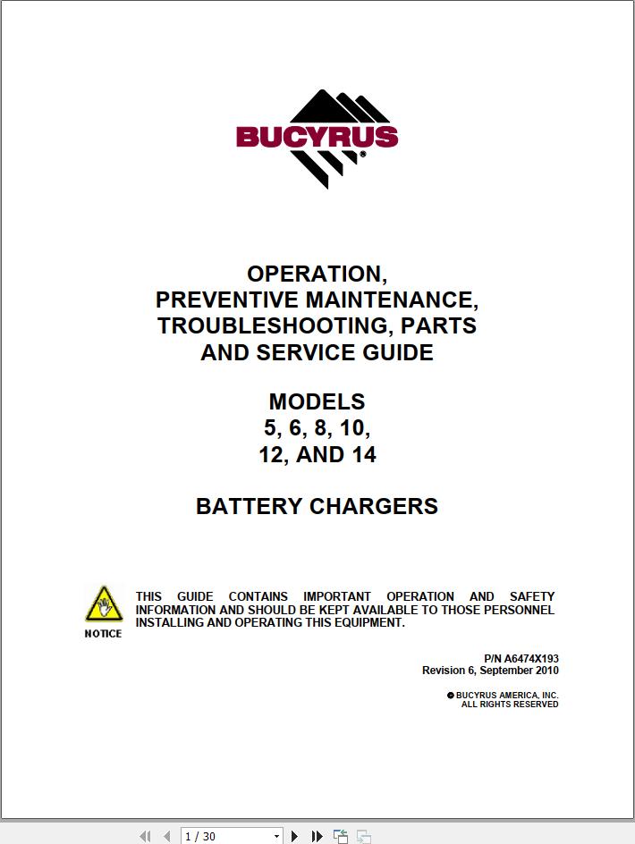 CAT Bucyrus 88 0897 Battery Charger Operation And Maintenance Manual BI629580