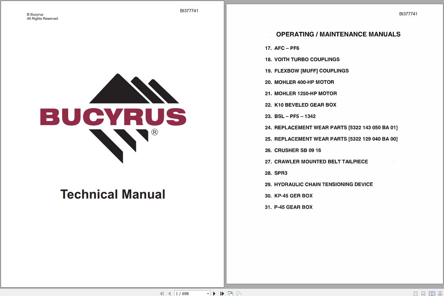 CAT Bucyrus AFC PF6 P 45 Gearbox Operation And Maintenance Manual BI377741