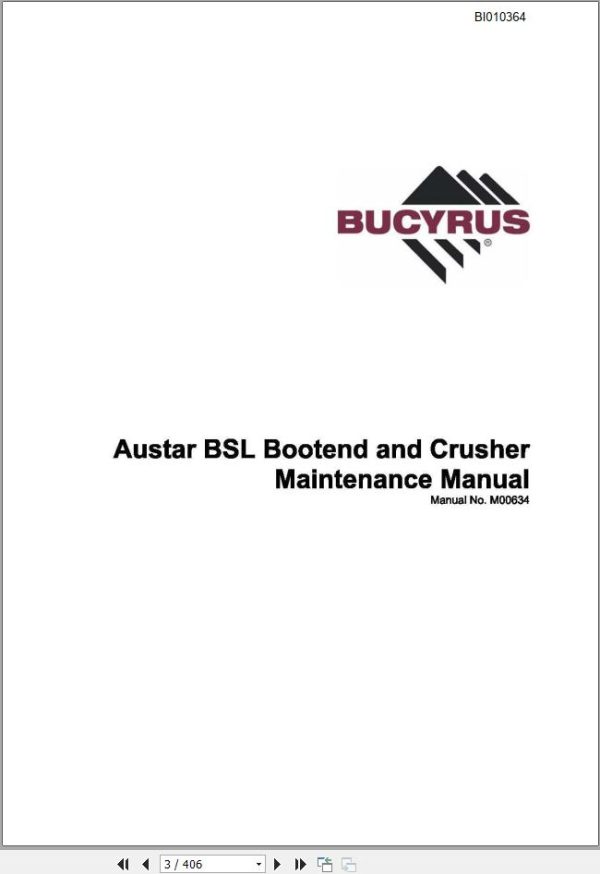 CAT Bucyrus AUSTAR Operation And Service Manual BI010364