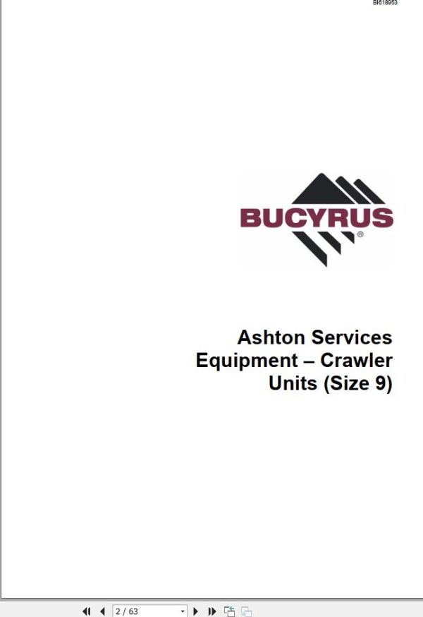 CAT Bucyrus Ashton Services Equipment Crawler UnitsSize 9 Technical Manual BI618953