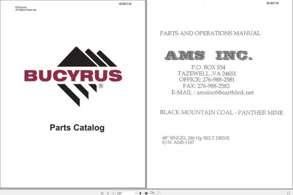CAT Bucyrus BC200 48 SINGLE 200 HP BELT DRIVE Operation Manual BI380736
