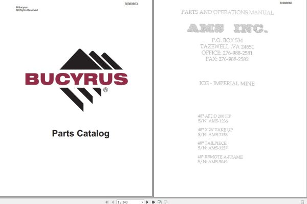 CAT Bucyrus BC200 48AFDD200HP 48REMOTE A FRAME Operation Manual BI380663
