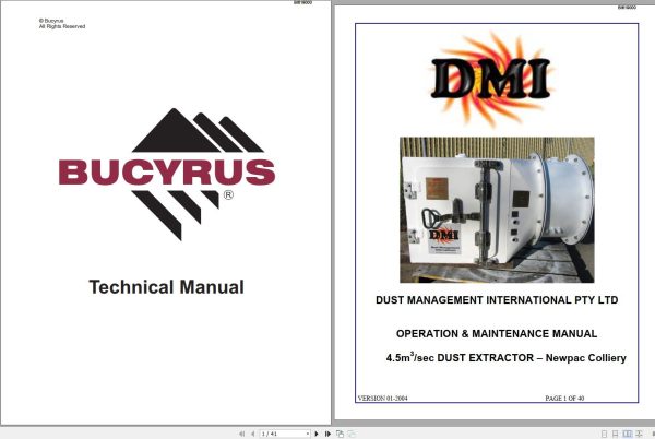 CAT Bucyrus BS3 4.5m3 sec Dust Extraction Operation And Maintenance Manual BI619000