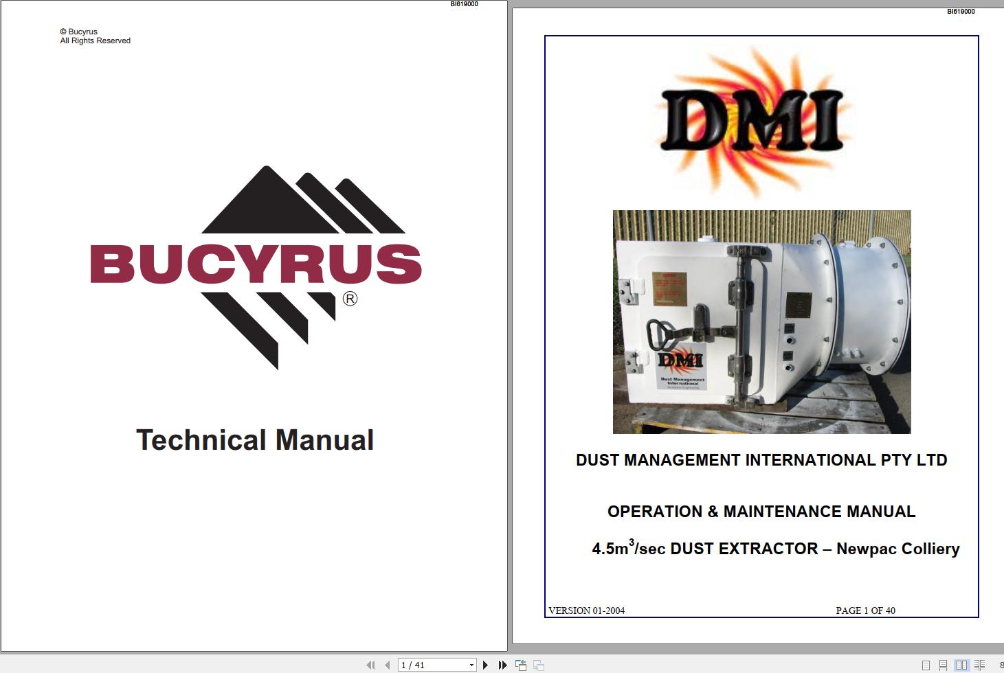 CAT Bucyrus BS3 4.5m3 sec Dust Extraction Operation And Maintenance Manual BI619000