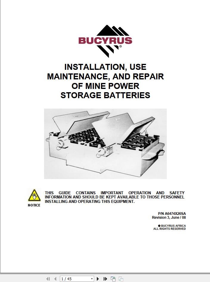 CAT Bucyrus Battery Charger Operation and Maintenance Manual BI631359