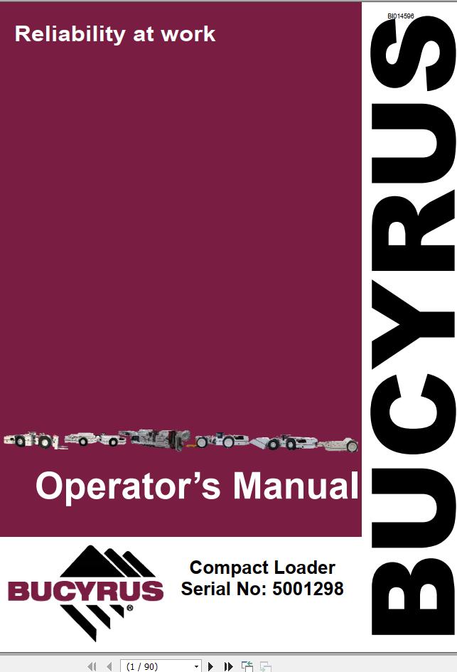 CAT Bucyrus CL110 Operators Manual BI014596