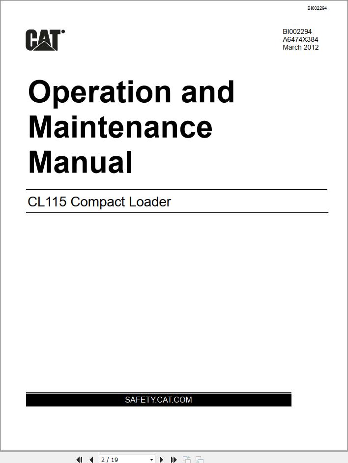 CAT Bucyrus CL115 Operation And Maintenance Manual BI002294