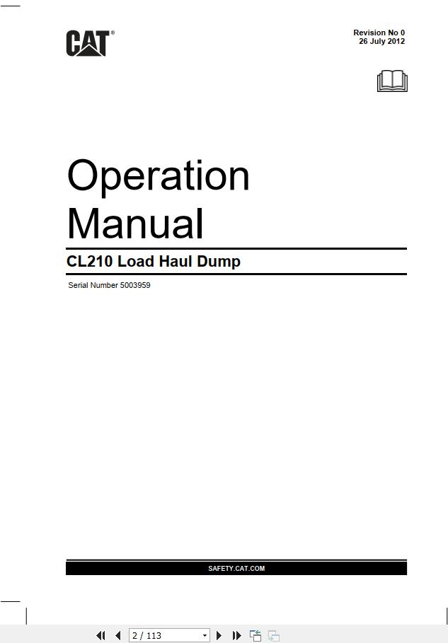 CAT Bucyrus CL210 Operation Manual BI001919