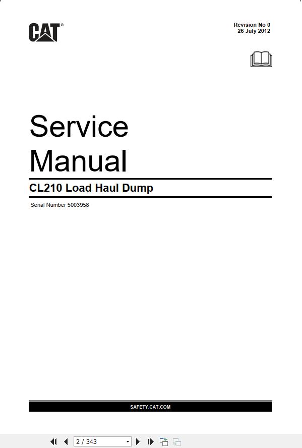 CAT Bucyrus CL210 Service Manual BI001924