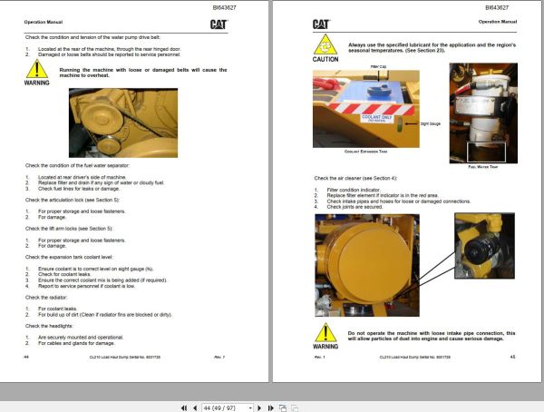 CAT Bucyrus CL210 Technical Manual BI643627 1