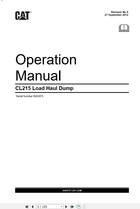 CAT Bucyrus CL215 Operation Manual BI001921