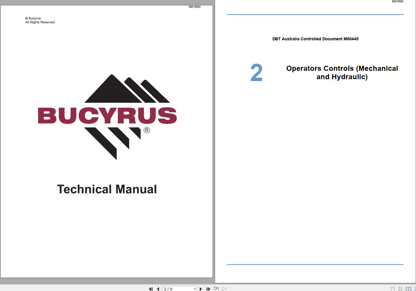 CAT Bucyrus EL3000 Mechanical And Hydraulic Technical Manual BI616583