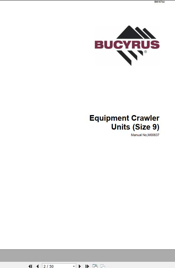 CAT Bucyrus Equipment Crawler Units Size 9 Technical Manual BI616744