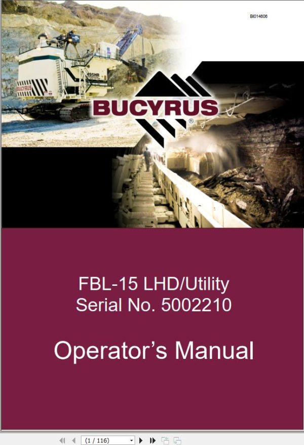 CAT Bucyrus FBL 15 Utility Operators Manual BI014606