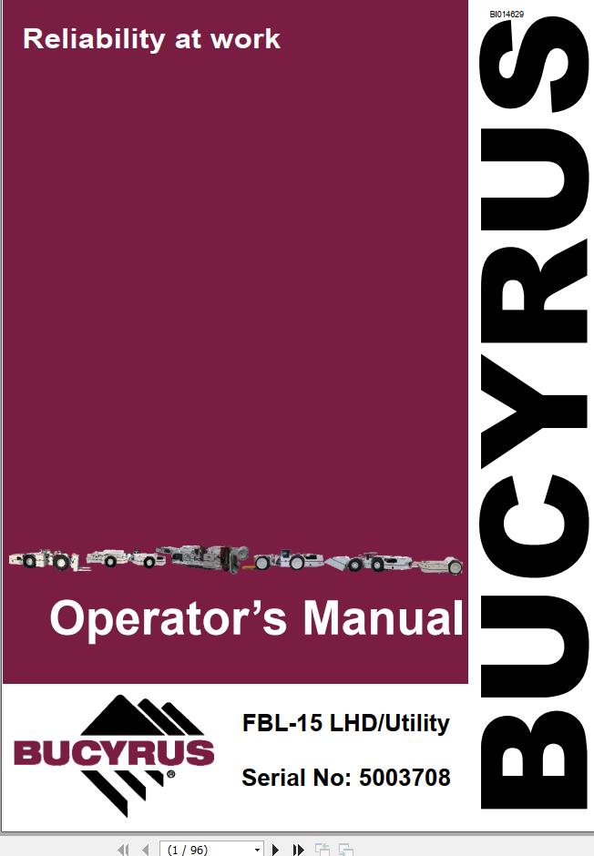 CAT Bucyrus FBL 15 Utility Operators Manual BI014629