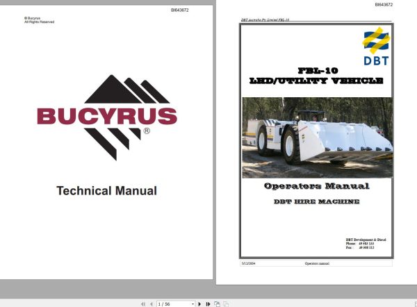 CAT Bucyrus FBL10 Utility Vehicle Operators Manual BI643672