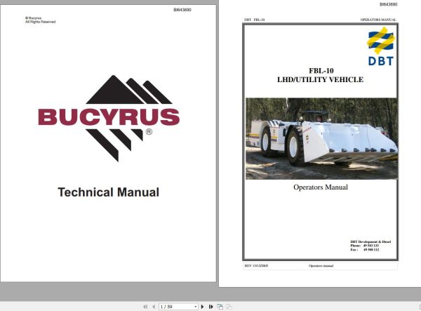 CAT Bucyrus FBL10 Utility Vehicle Operators Manual BI643690