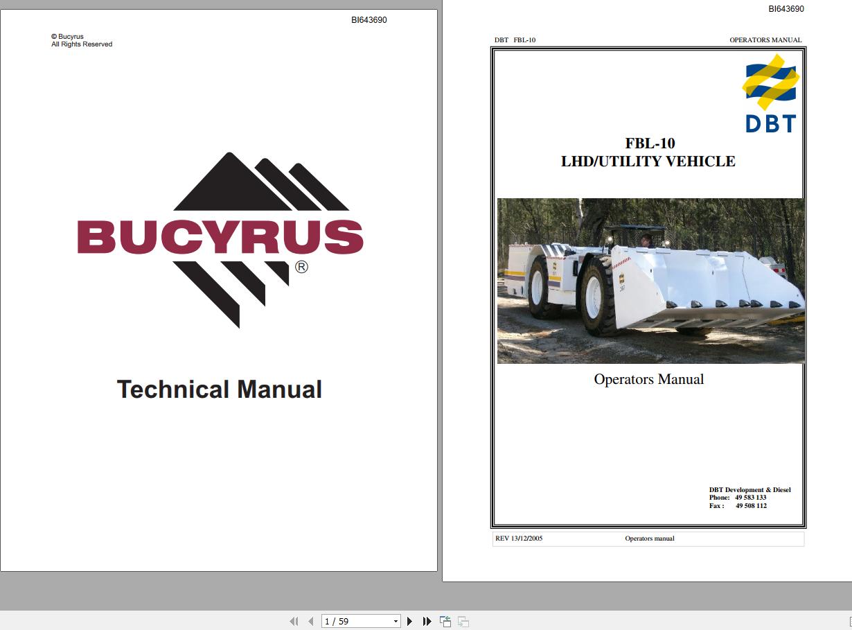 CAT Bucyrus FBL10 Utility Vehicle Operators Manual BI643690