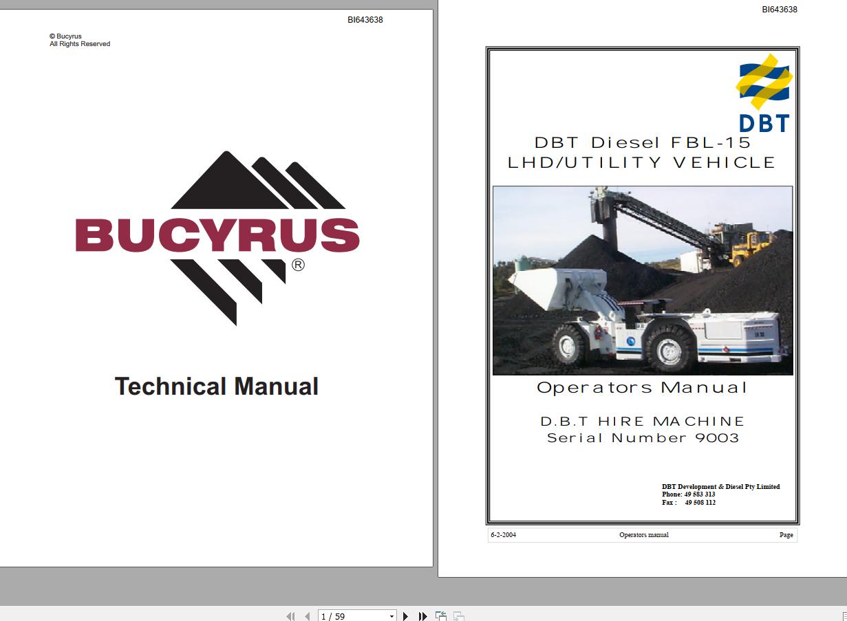 CAT Bucyrus FBL15 Utility Vehicle Operators Manual BI643638