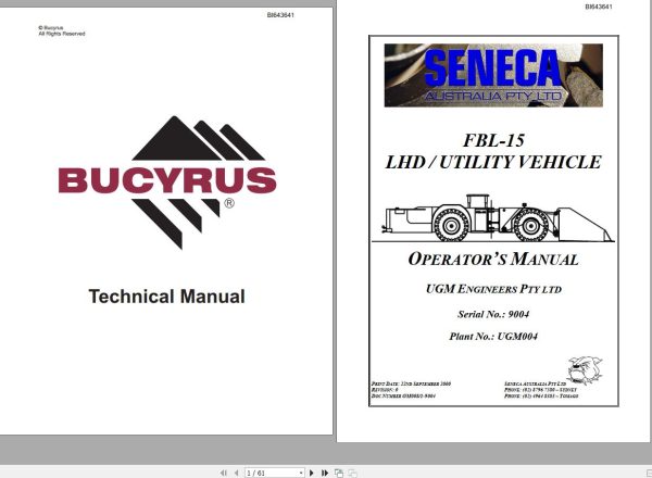 CAT Bucyrus FBL15 Utility Vehicle Operators Manual BI643641