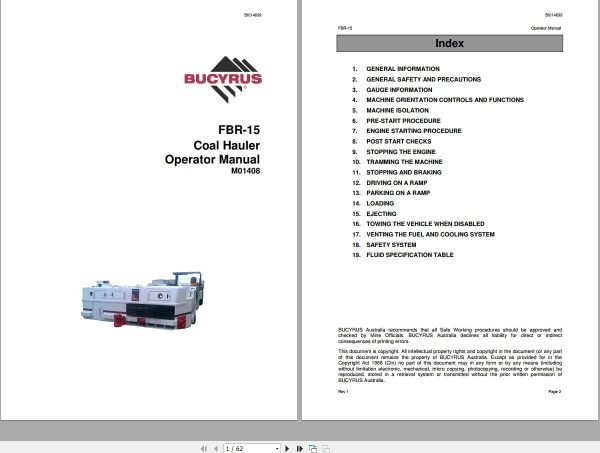 CAT Bucyrus FBR 15 Operator Manual BI014699